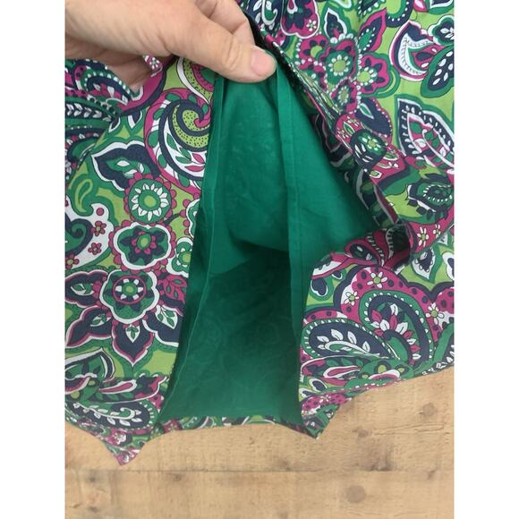 Talbot's Sz 8P Work Pencil Skirt Paisley Floral Green Career Casual Cotton - Picture 5 of 7